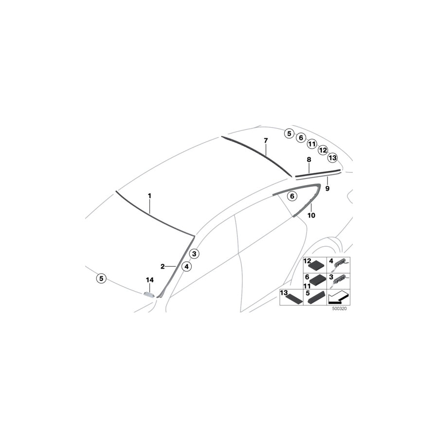 Genuine BMW 51377394883 F34 Finisher, Side Window, Rear Left SCHWARZ HOCHGL (Inc. 320iX, 330i & 320i) | ML Performance US Car Parts