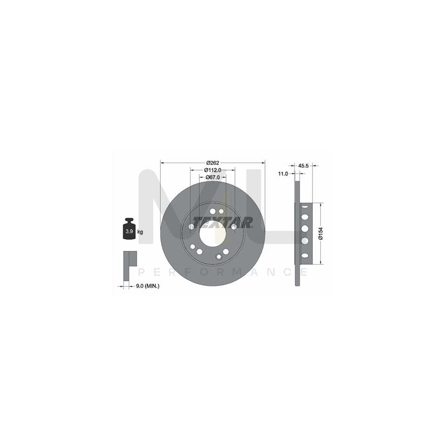 TEXTAR 92027400 Brake Disc suitable for MERCEDES-BENZ 190 (W201) Solid, without wheel hub, without wheel studs | ML Performance Car Parts