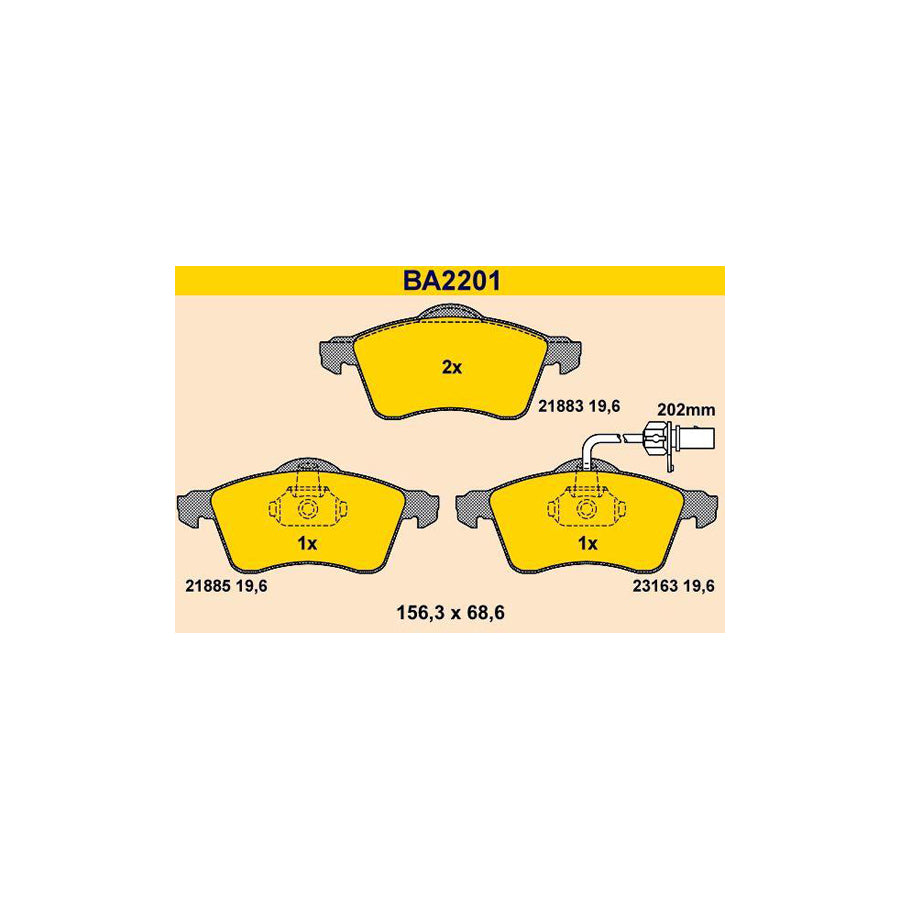 Barum Ba2201 Brake Pad Set for VW Transporter