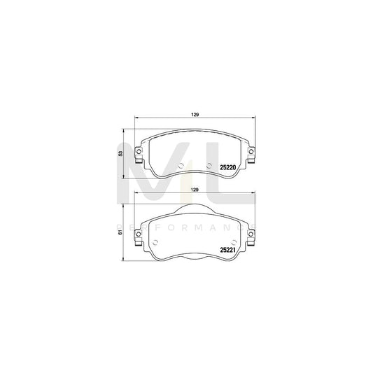 Hella 8DB 355 015-931 Brake Pad Set Not Prepared For Wear Indicator, With Brake Caliper Screws