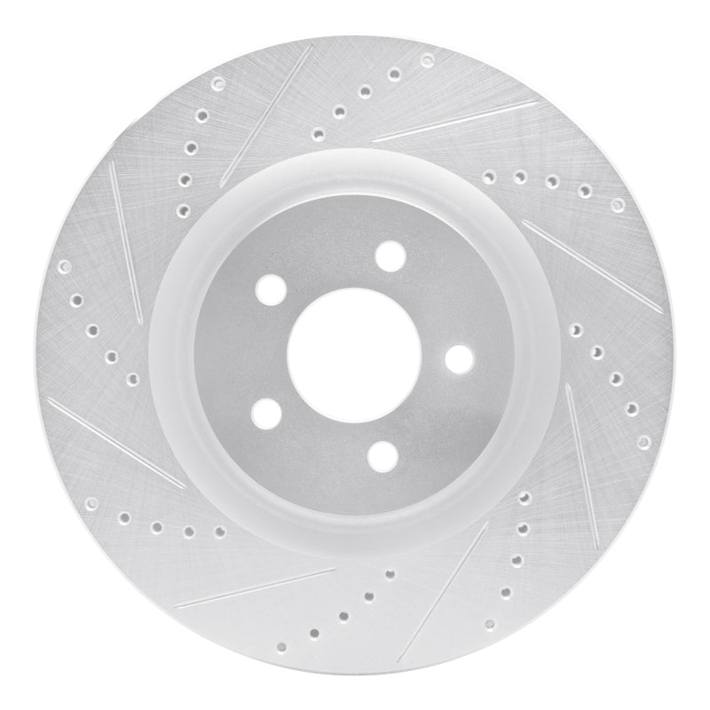 R1 Concepts R1 07-14 Ford Mustang Front Left Drilled & Slotted Silver Brake Rotor