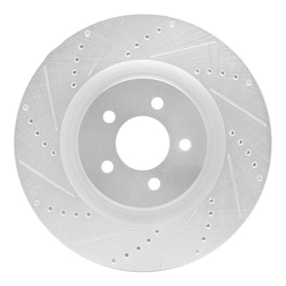 R1 Concepts R1 07-14 Ford Mustang Front Left Drilled & Slotted Silver Brake Rotor