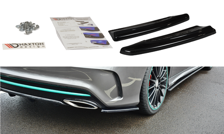 Maxton Design ME-CLA-117F-AMGLINE-RSD1T Rear Side Splitters Mercedes Benz CLA-Class C117 AMG-Line (Facelift) | ML Performance UK Car Parts
