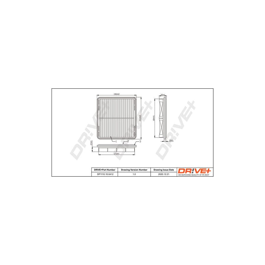 Dr!Ve+ Dp1110.10.0412 Air Filter For Daewoo Matiz I Hatchback (M100, M150)
