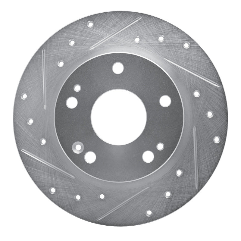 R1 Concepts R1 16-25 Honda Civic Hatchback Rear Left Drilled & Slotted Silver Brake Rotor