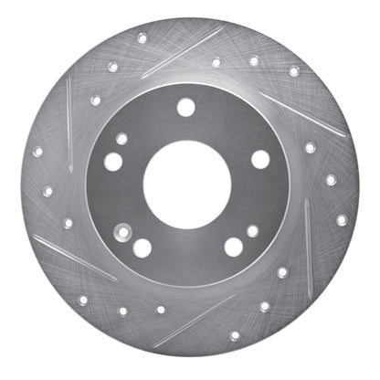 R1 Concepts R1 16-25 Honda Civic Hatchback Rear Left Drilled & Slotted Silver Brake Rotor