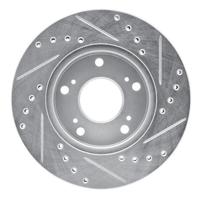 R1 Concepts R1 02-15 Acura RSX Front Left Drilled & Slotted Silver Brake Rotor