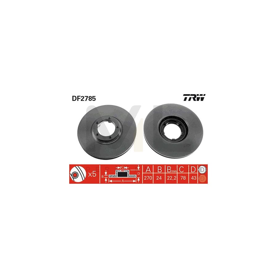 TRW DF2785 Brake Disc for FORD TRANSIT Vented, Painted | ML Performance Car Parts