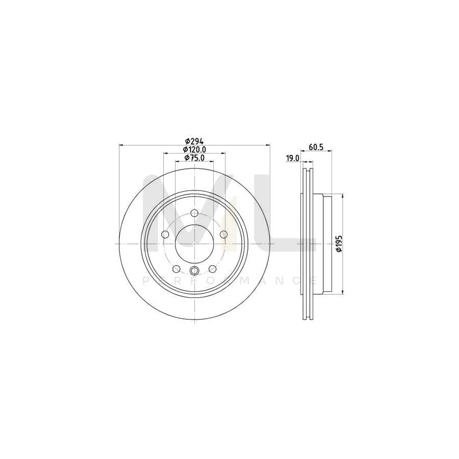 HELLA PRO 8DD 355 112-271 Brake Disc for BMW 3 Series Externally Vented, Coated, without wheel hub, without wheel studs