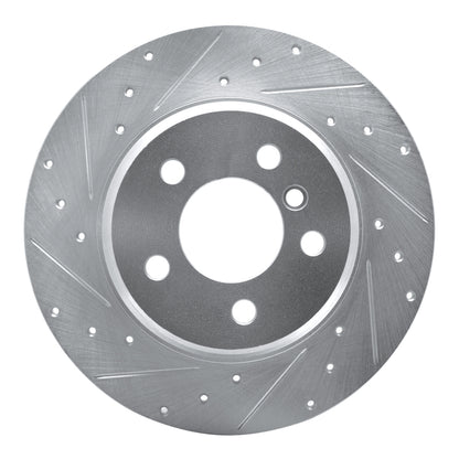 R1 Concepts R1 00-06 BMW X5 Front Left Drilled & Slotted Silver Brake Rotor