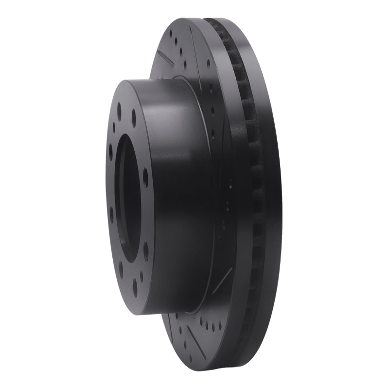 R1 Concepts R1 85-89 Chevrolet P30 Front Right Drilled & Slotted Black Brake Rotor