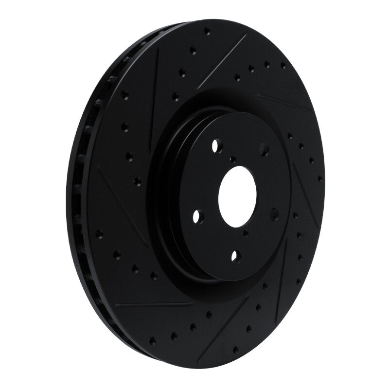 R1 Concepts R1 -23 Subaru Ascent Front Left Drilled & Slotted Black Brake Rotor