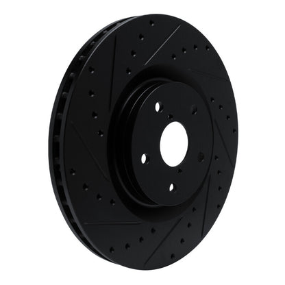 R1 Concepts R1 -23 Subaru Ascent Front Left Drilled & Slotted Black Brake Rotor