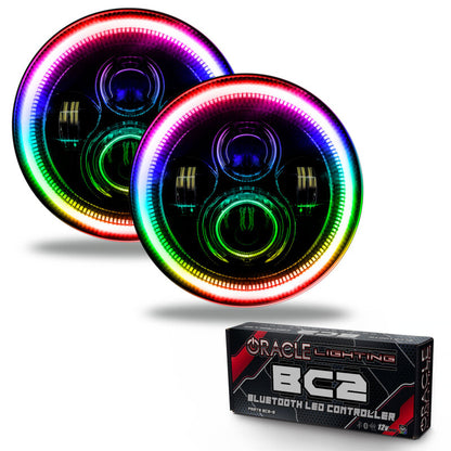 ORACLE Lighting Oracle 7in High Powered LED Headlights - Black Bezel - ColorSHIFT - BC1