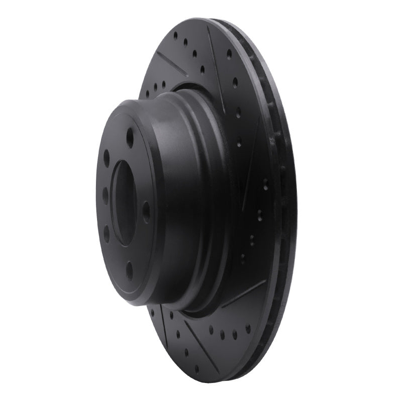 R1 Concepts R1 02-06 BMW X5 Rear Right Drilled & Slotted Black Brake Rotor