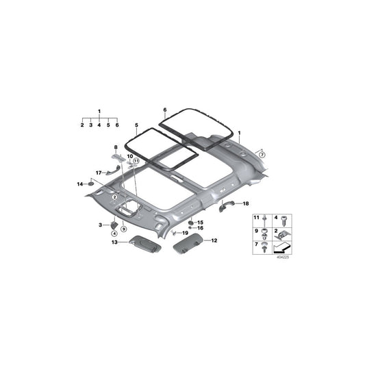Genuine BMW 51447385723 F55 Headliner, Panorama Roof ANTHRAZIT (Inc. One D, One First & Cooper) | ML Performance US Car Parts