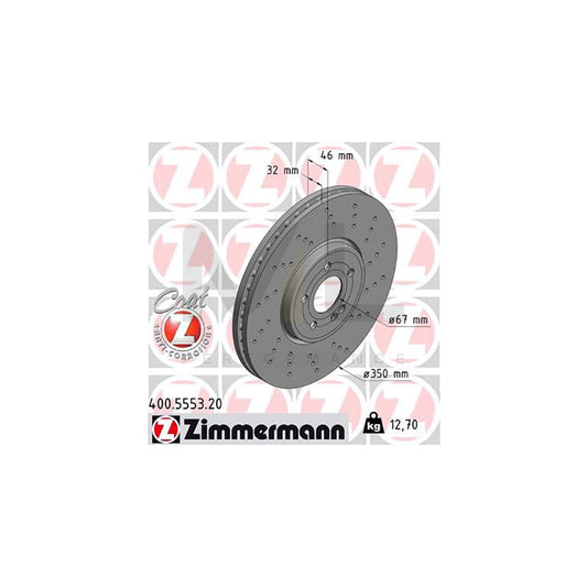 ZIMMERMANN 400.5553.20 Brake Disc suitable for MERCEDES-BENZ A-Class Internally Vented, Perforated, Coated  - 1 piece