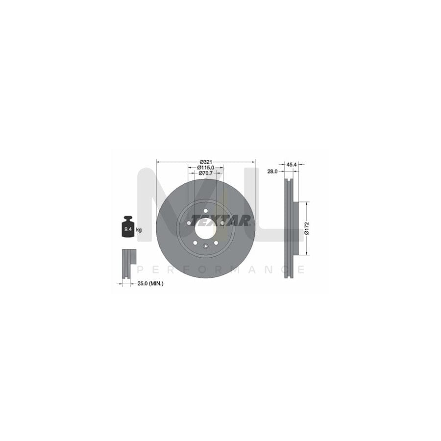 TEXTAR 92305505 Brake Disc Internally Vented, Coated, High-carbon, without wheel hub, without wheel studs | ML Performance Car Parts