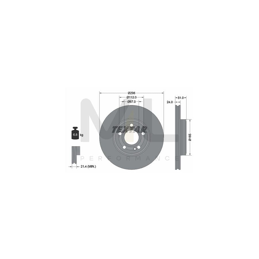 TEXTAR 92323505 Brake Disc Internally Vented, Coated, High-carbon, without wheel hub, without wheel studs | ML Performance Car Parts
