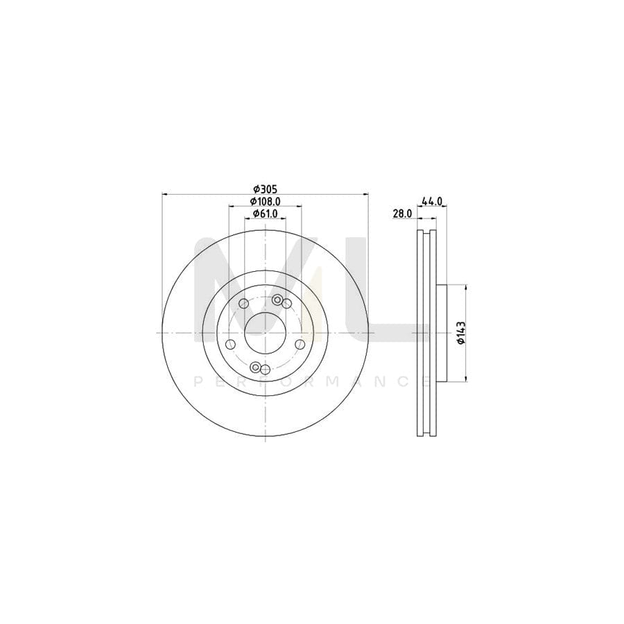 HELLA 8DD 355 108-461 Brake Disc Internally Vented, without wheel hub, without wheel studs