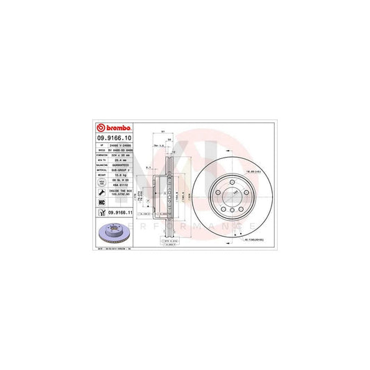 BREMBO 09.9166.10 Brake Disc for BMW 7 (E65, E66, E67) Internally Vented, High-carbon, with bolts/screws | ML Performance Car Parts