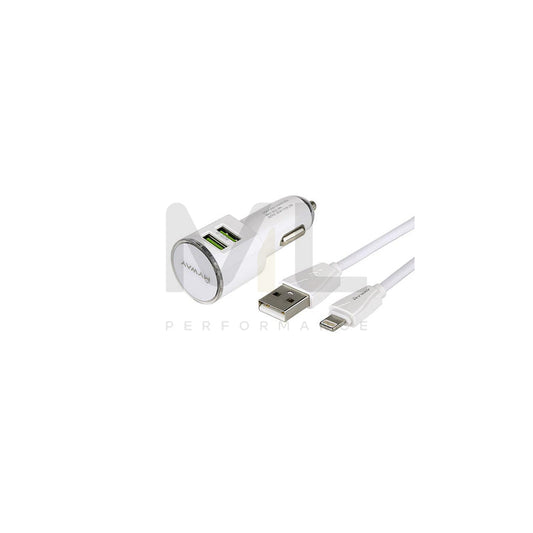 CARMOTION 63013 In-car charger 1m, Number of inlets/outlets: 2, with pipe, Lightning, White
