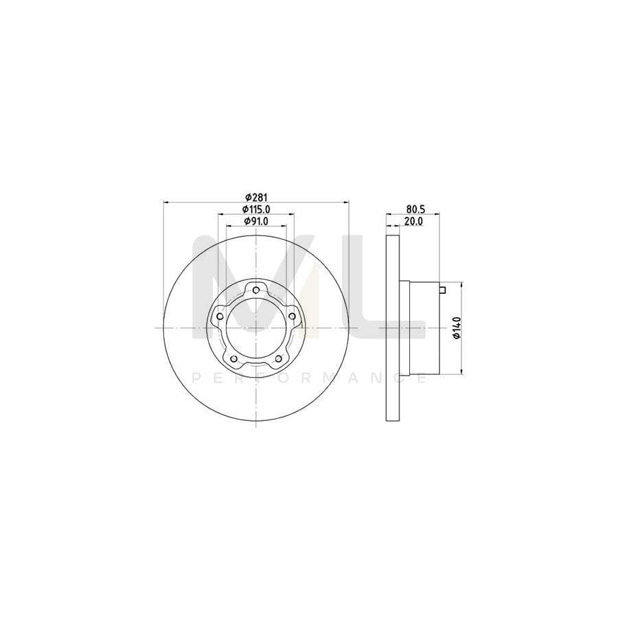 HELLA 8DD 355 100-901 Brake Disc Solid, without wheel hub