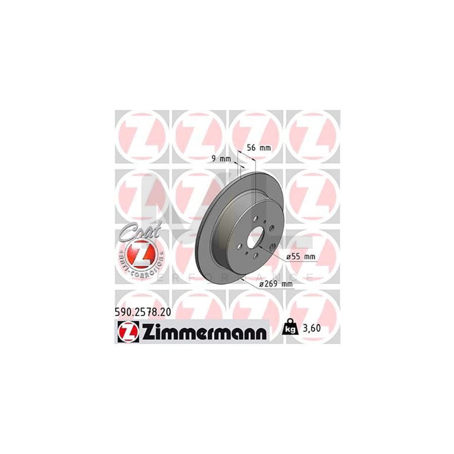 ZIMMERMANN COAT Z 590.2578.20 Brake Disc Solid, Coated  - 1 piece