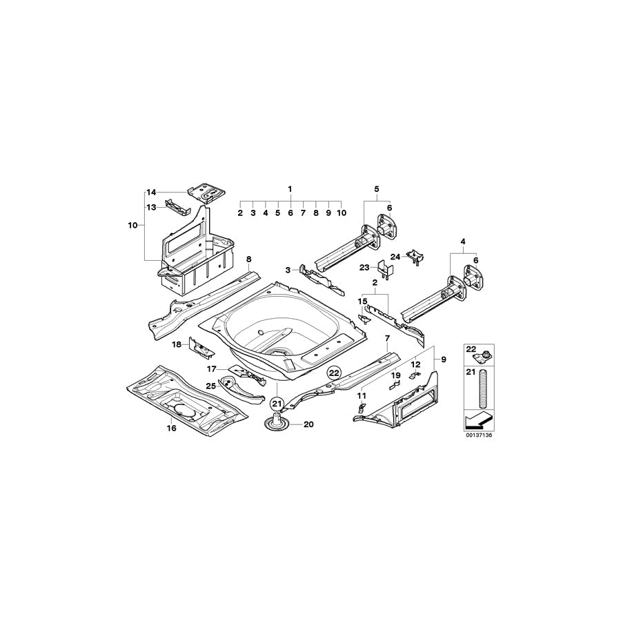 Genuine BMW 41127129505 E61 Support, Trunk Floor, Left (Inc. 520i) 1 | ML Performance US Car Parts