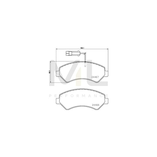 Hella 8DB 355 023-011 Brake Pad Set For Fiat Ducato With Integrated Wear Warning Contact, With Brake Caliper Screws, With Accessories