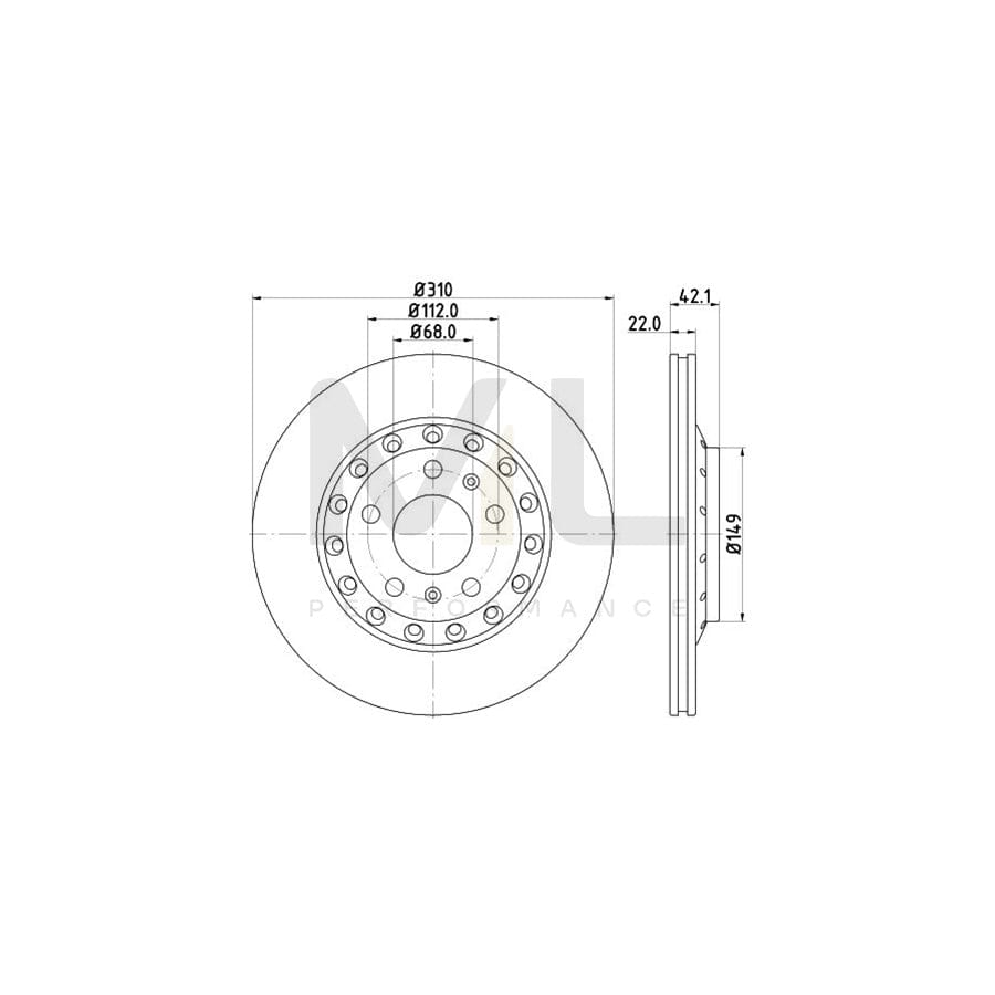 HELLA PRO 8DD 355 113-341 Brake Disc Externally Vented, Coated, without wheel hub, without wheel studs