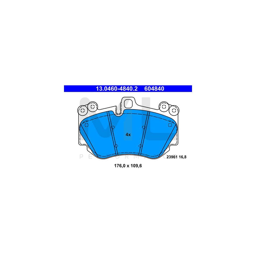 ATE 13.0460-4840.2 Brake pad set for PORSCHE Cayenne (9PA) excl. wear warning contact, prepared for wear indicator