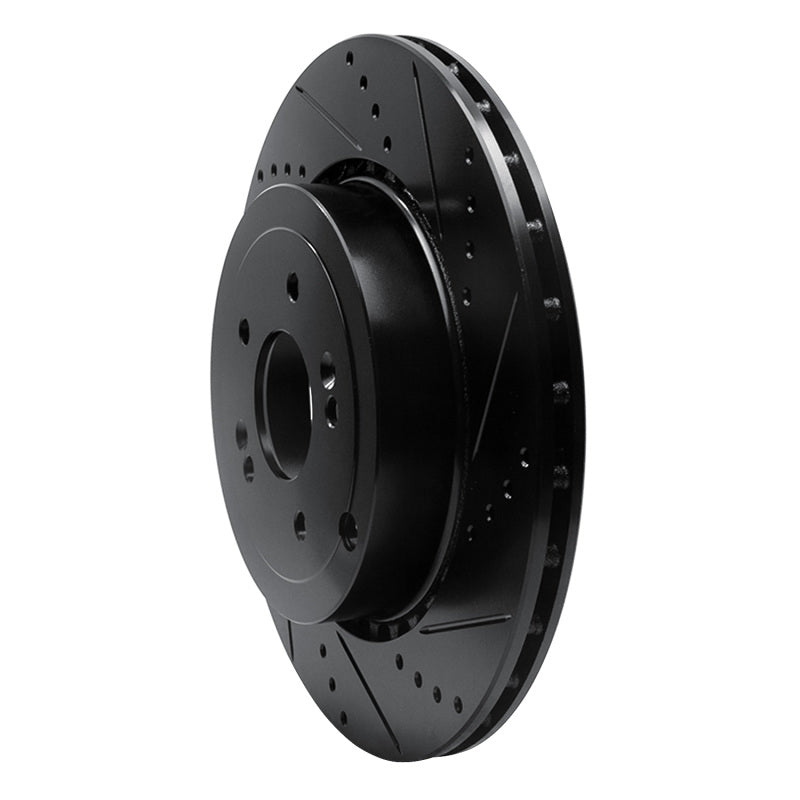 R1 Concepts R1 18-25 Genesis G70 Rear Right Drilled & Slotted Black Brake Rotor