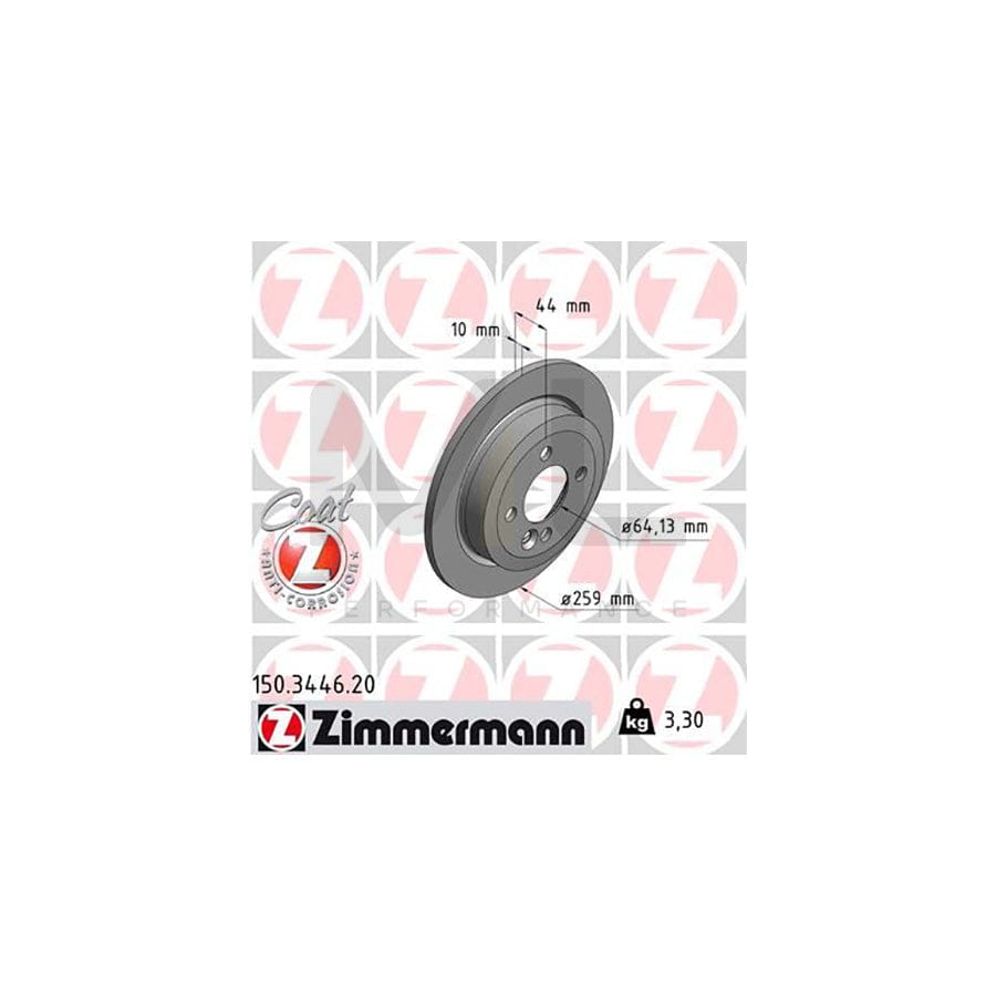 ZIMMERMANN COAT Z 150.3446.20 Brake Disc Solid, Coated, High-carbon  - 1 piece