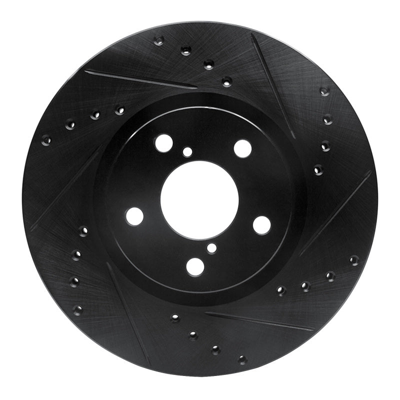 R1 Concepts R1 17-23 Subaru Impreza Front Right Drilled & Slotted Black Brake Rotor