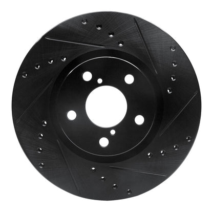 R1 Concepts R1 17-23 Subaru Impreza Front Right Drilled & Slotted Black Brake Rotor