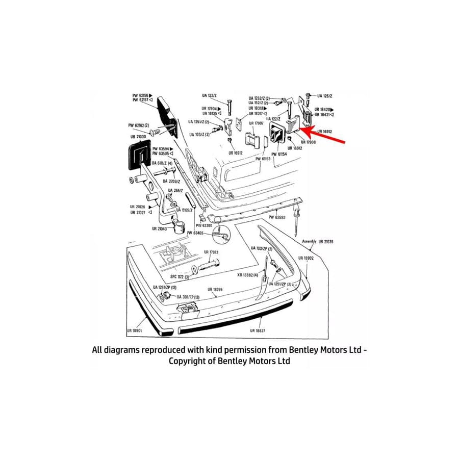 GENUINE Rolls-Royce UR17908 LINK SIDE MOUNTING REAR BUMPER