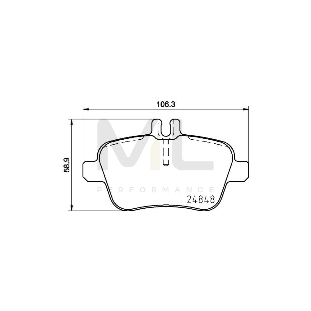 Hella 8DB 355 019-641 Brake Pad Set Prepared For Wear Indicator, With Brake Caliper Screws, With Accessories