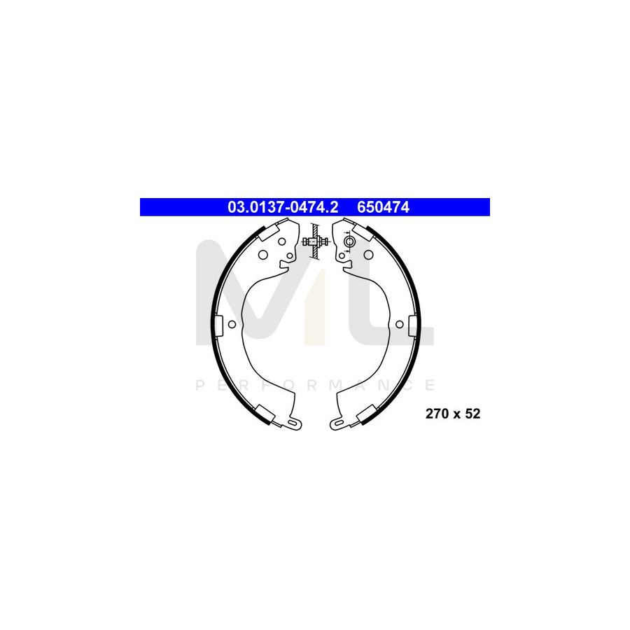ATE 03.0137-0474.2 Brake Shoe Set without lever