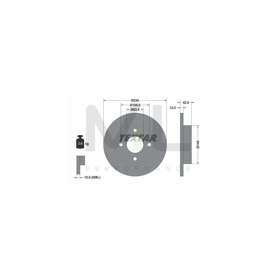 TEXTAR 92075300 Brake Disc Solid, without wheel hub, without wheel studs | ML Performance Car Parts