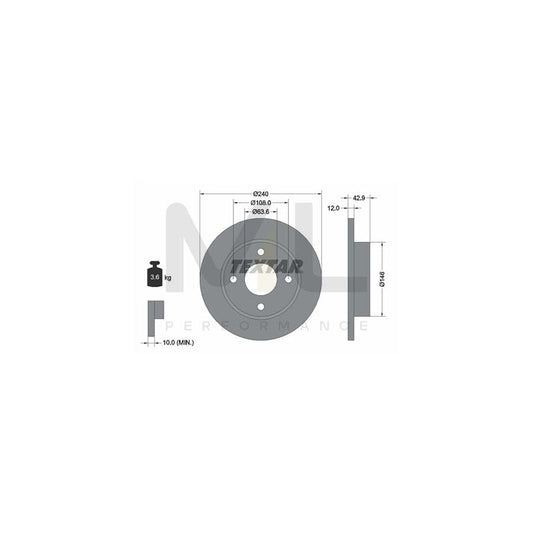 TEXTAR 92075300 Brake Disc Solid, without wheel hub, without wheel studs | ML Performance Car Parts