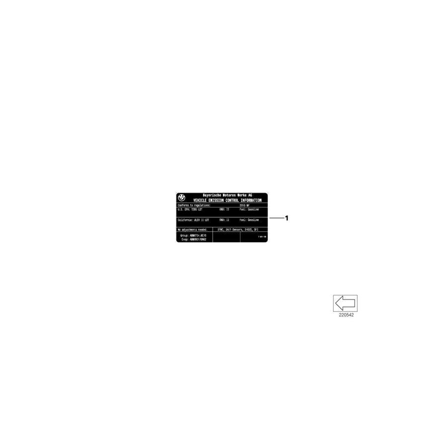 Genuine BMW 71227516219 E39 E36 Label "Exhaust Emission" (Inc. 530i) | ML Performance US Car Parts