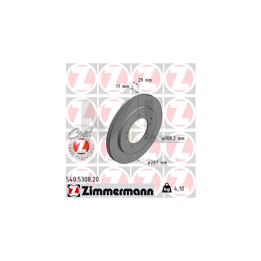 ZIMMERMANN COAT Z 540.5308.20 Brake Disc for SUZUKI Grand Vitara I Off-Road (FT, HT) Internally Vented, Coated  - 1 piece