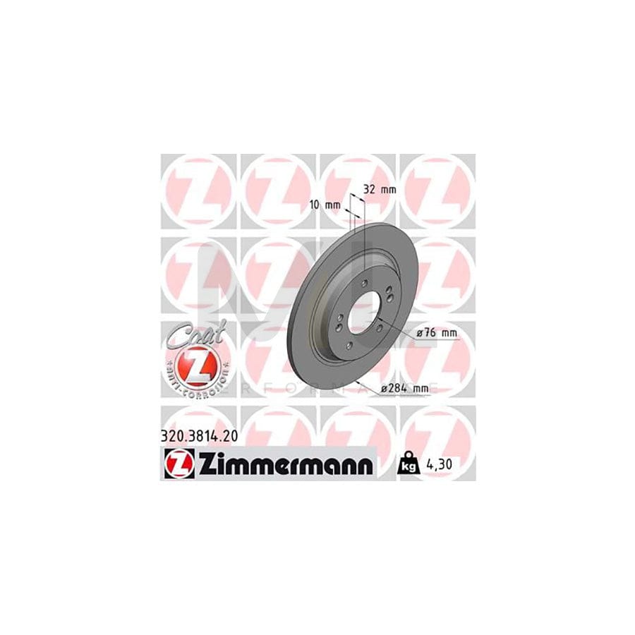 ZIMMERMANN COAT Z 320.3814.20 Brake Disc Solid, Coated  - 1 piece