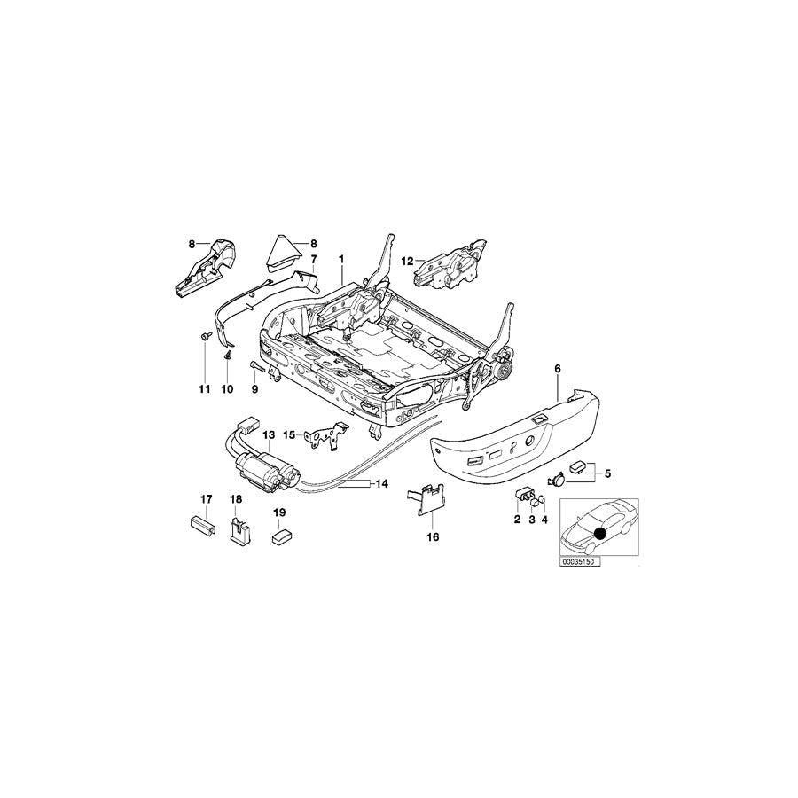 Genuine BMW 52108150883 E39 E38 Seat Frame (Inc. 725tds, 735iL & 730iL) | ML Performance US Car Parts