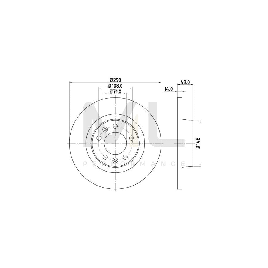 HELLA 8DD 355 113-681 Brake Disc Solid, without wheel hub, without wheel studs