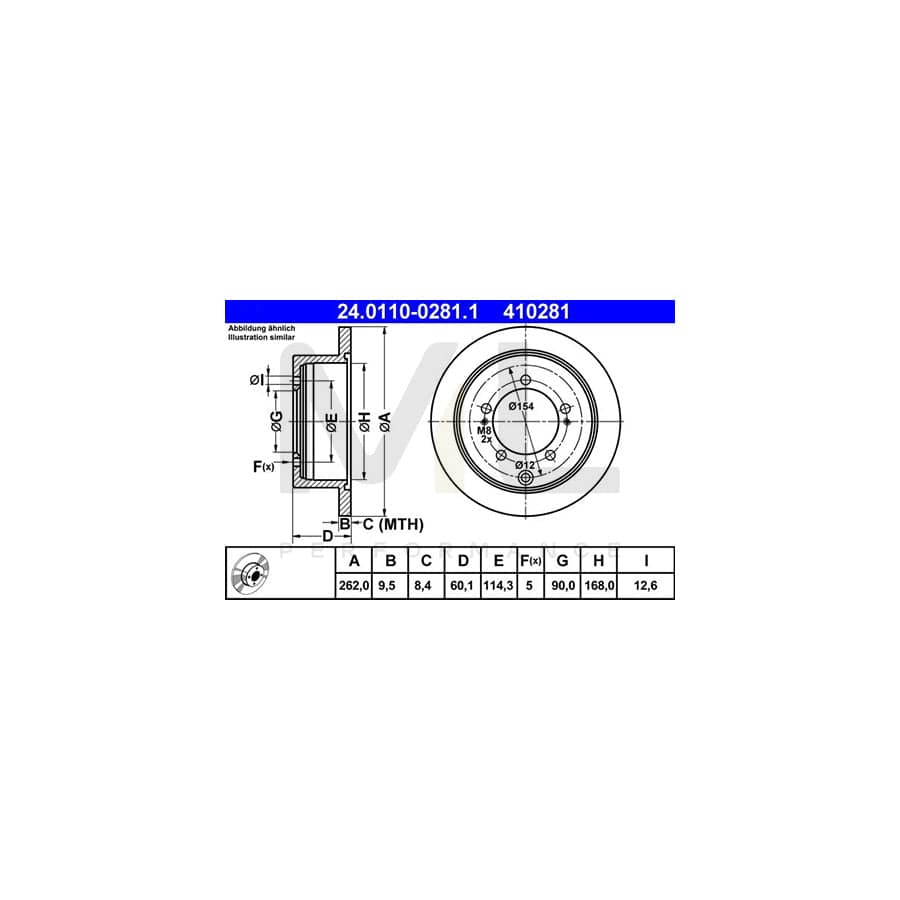 ATE 24.0110-0281.1 Brake Disc Solid  - 1 piece
