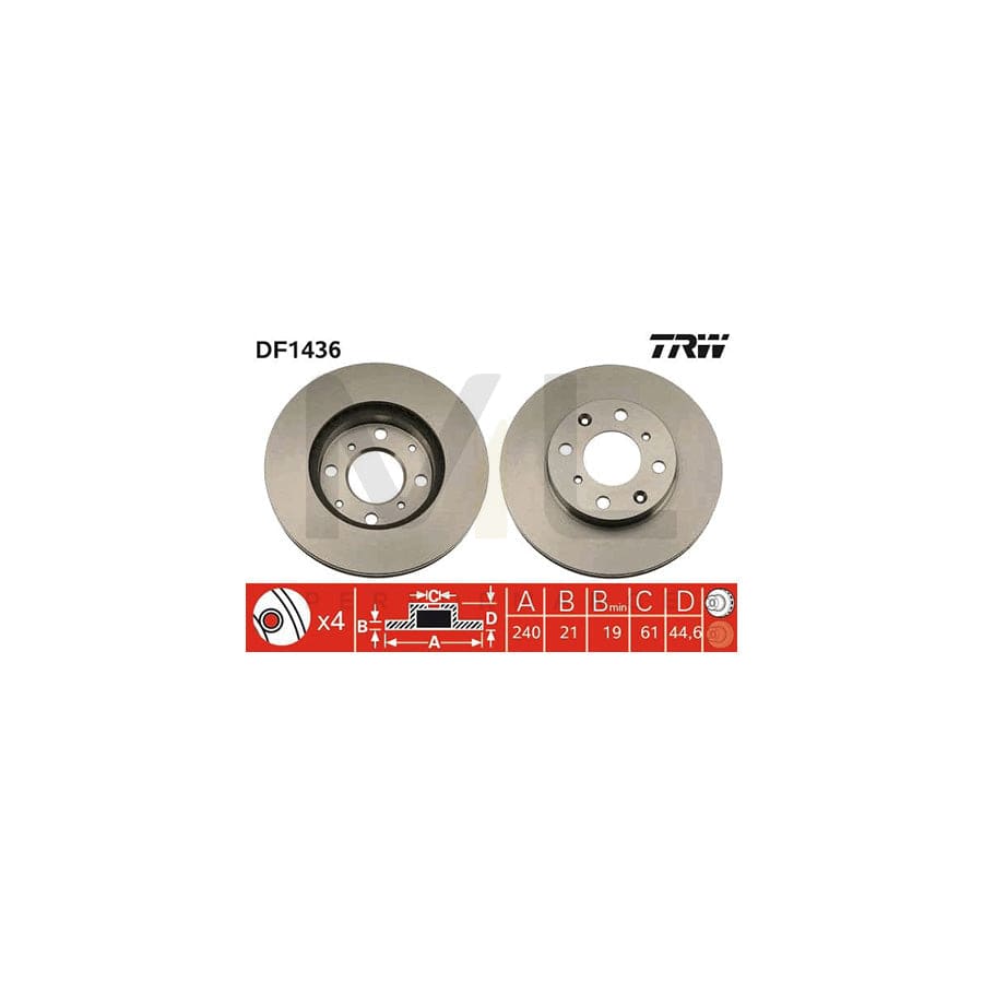TRW DF1436 Brake Disc Vented, Painted | ML Performance Car Parts