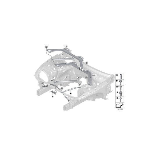 Genuine BMW 51617329869 G30 G31 Strut Tower Brace, Left (Inc. M550dX & M550iX) | ML Performance US