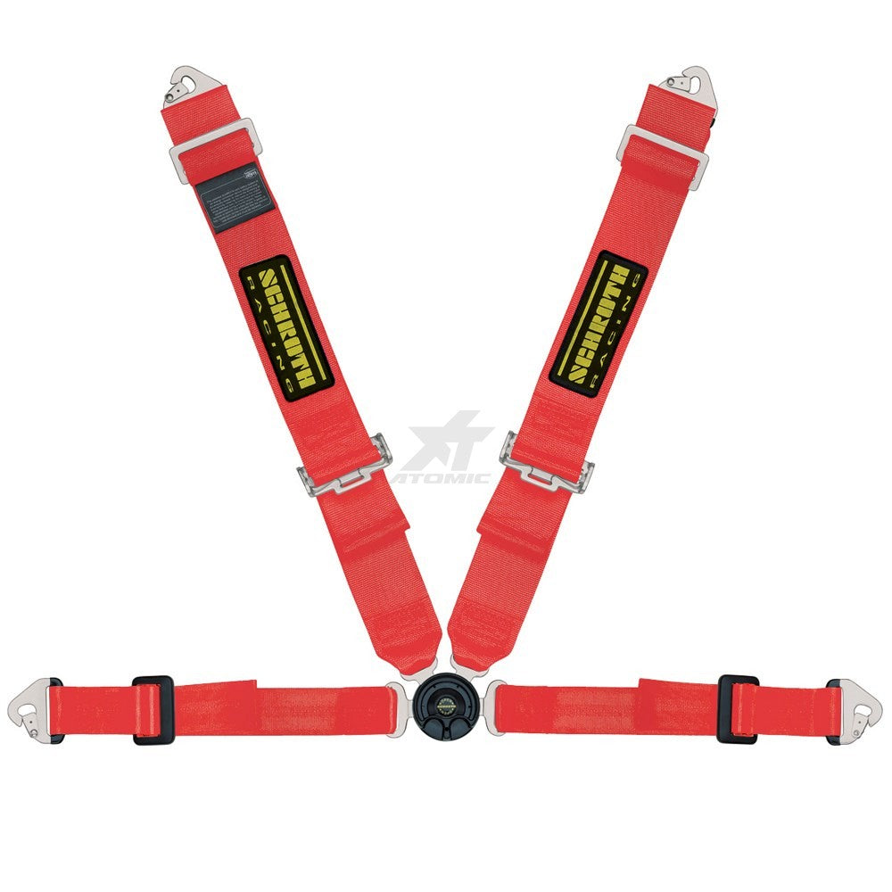 SCHROTH 91132-2 SEAT BELT 4-POINT RIGHT CLUBMAN II WITH ASM (RED) 50MM (2") PULL UP